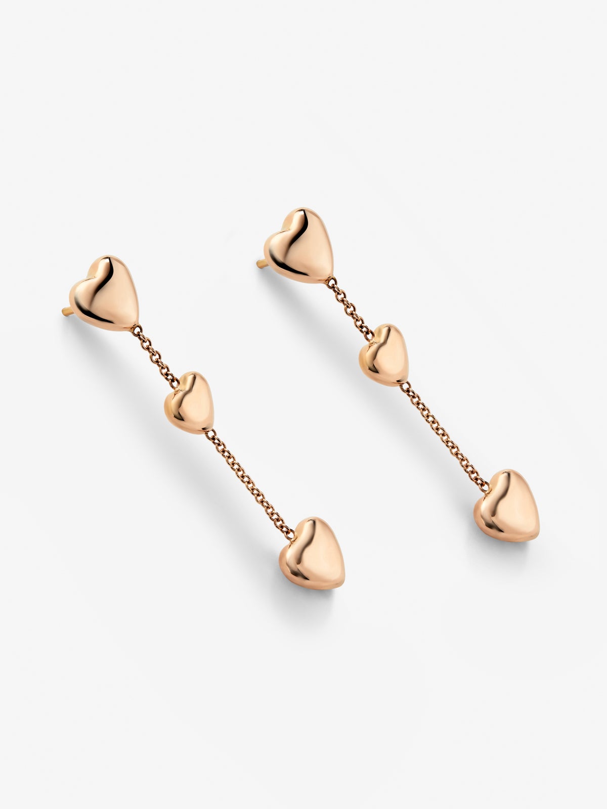 Pendientes de oro rosa de 18K con corazones