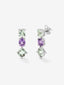 Pendientes de plata 925 con amatistas verdes y moradas en talla cushion y oval de 5,94 cts
