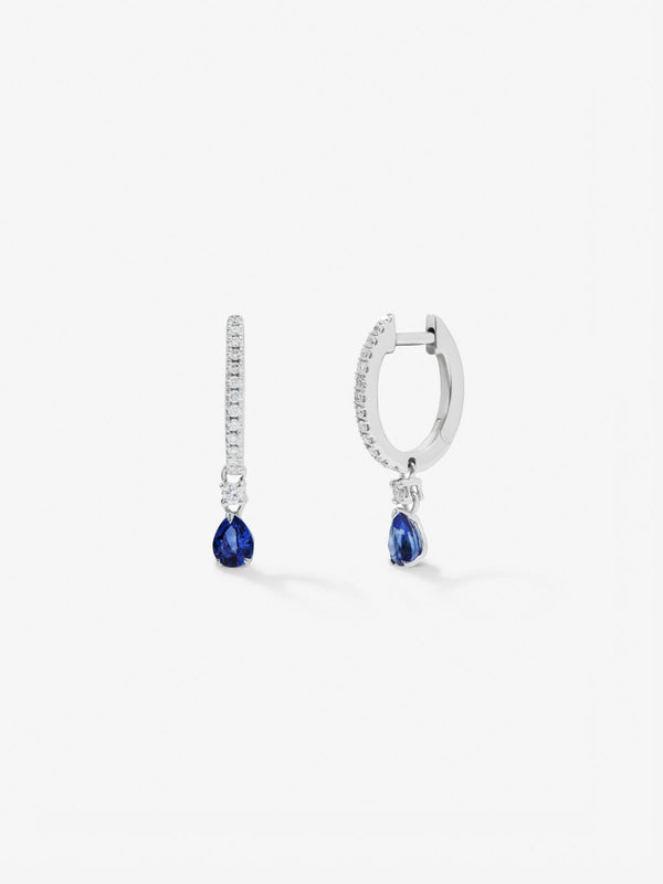 Pendientes de oro blanco de 18K con zafiro y diamantes blancos