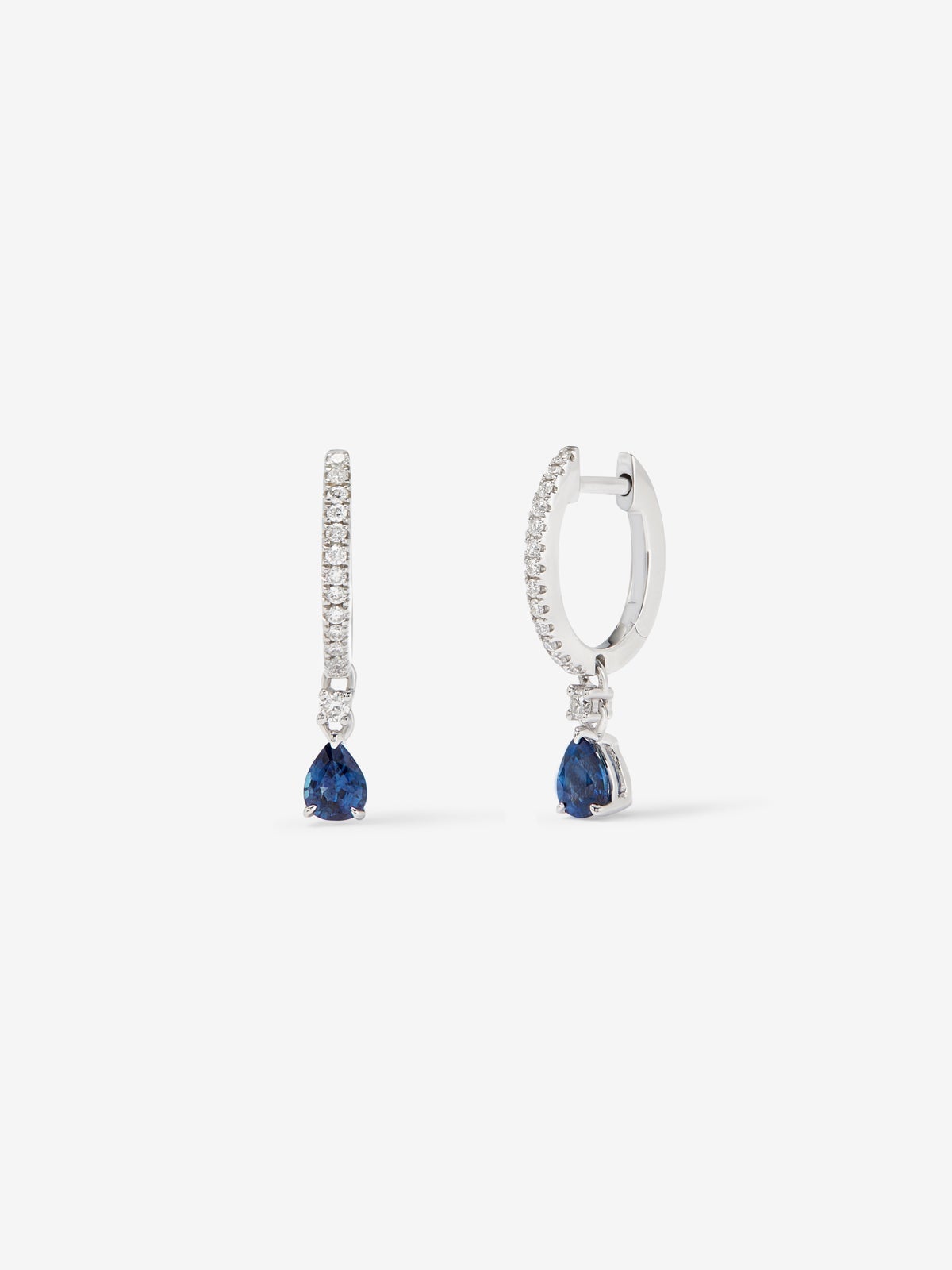 Pendientes de oro blanco de 18K con zafiro y diamantes blancos