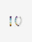 Pendientes aro pequeño fino de plata 925 con gemas multicolor