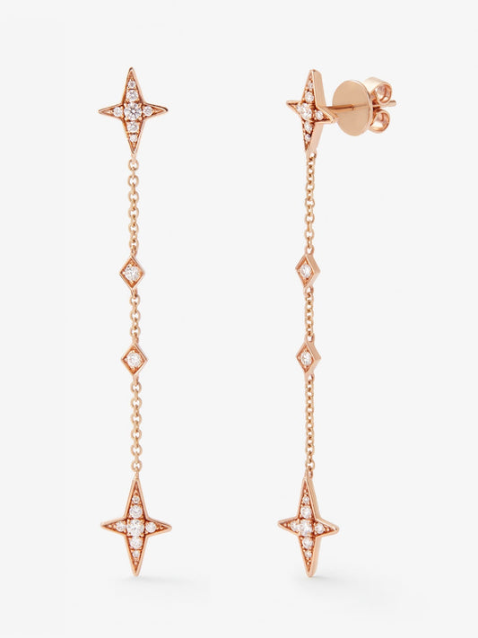 Pendientes de oro rosa de 18K con 32 diamantes en talla brillante con un total de 0,28 cts