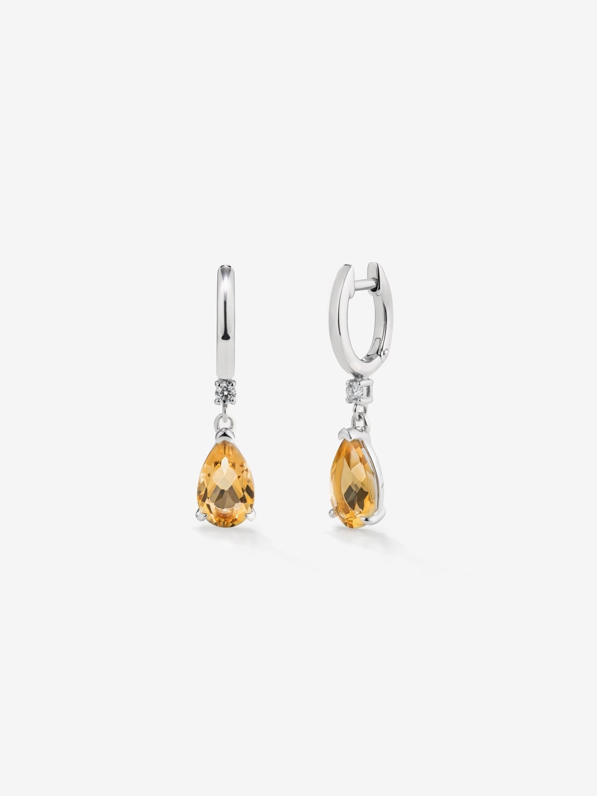 Pendientes de plata 925 con cuarzos citrinos en talla pera