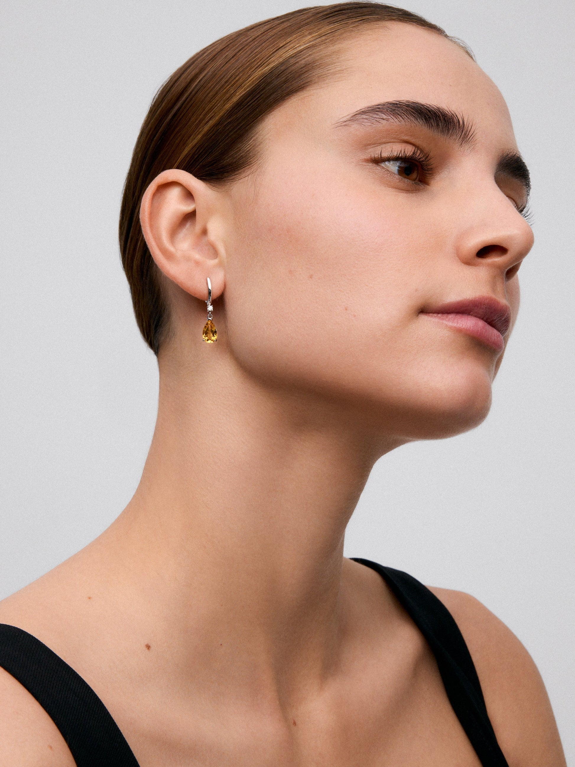 Pendientes de plata 925 con cuarzos citrinos en talla pera