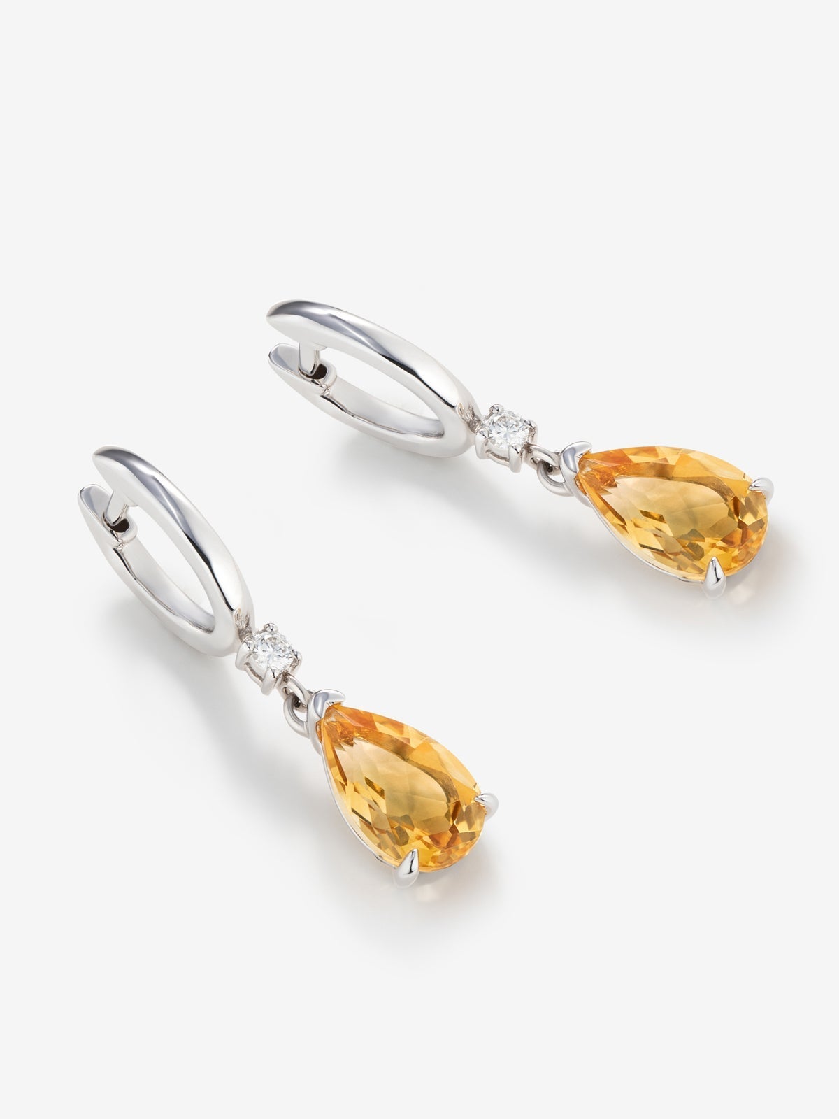 Pendientes de plata 925 con cuarzos citrinos en talla pera