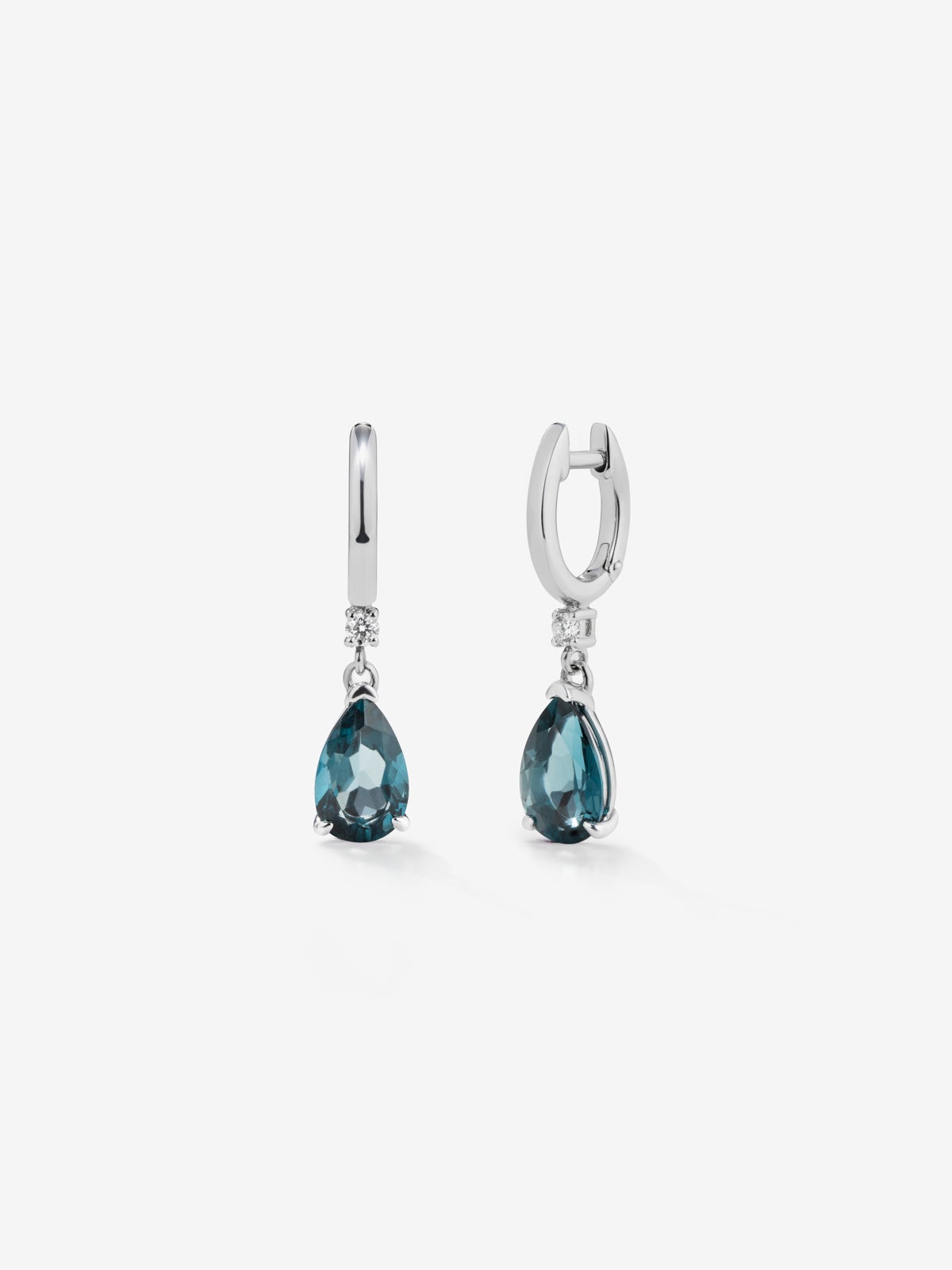 Pendientes aro de plata 925 con topacio y diamante colgante