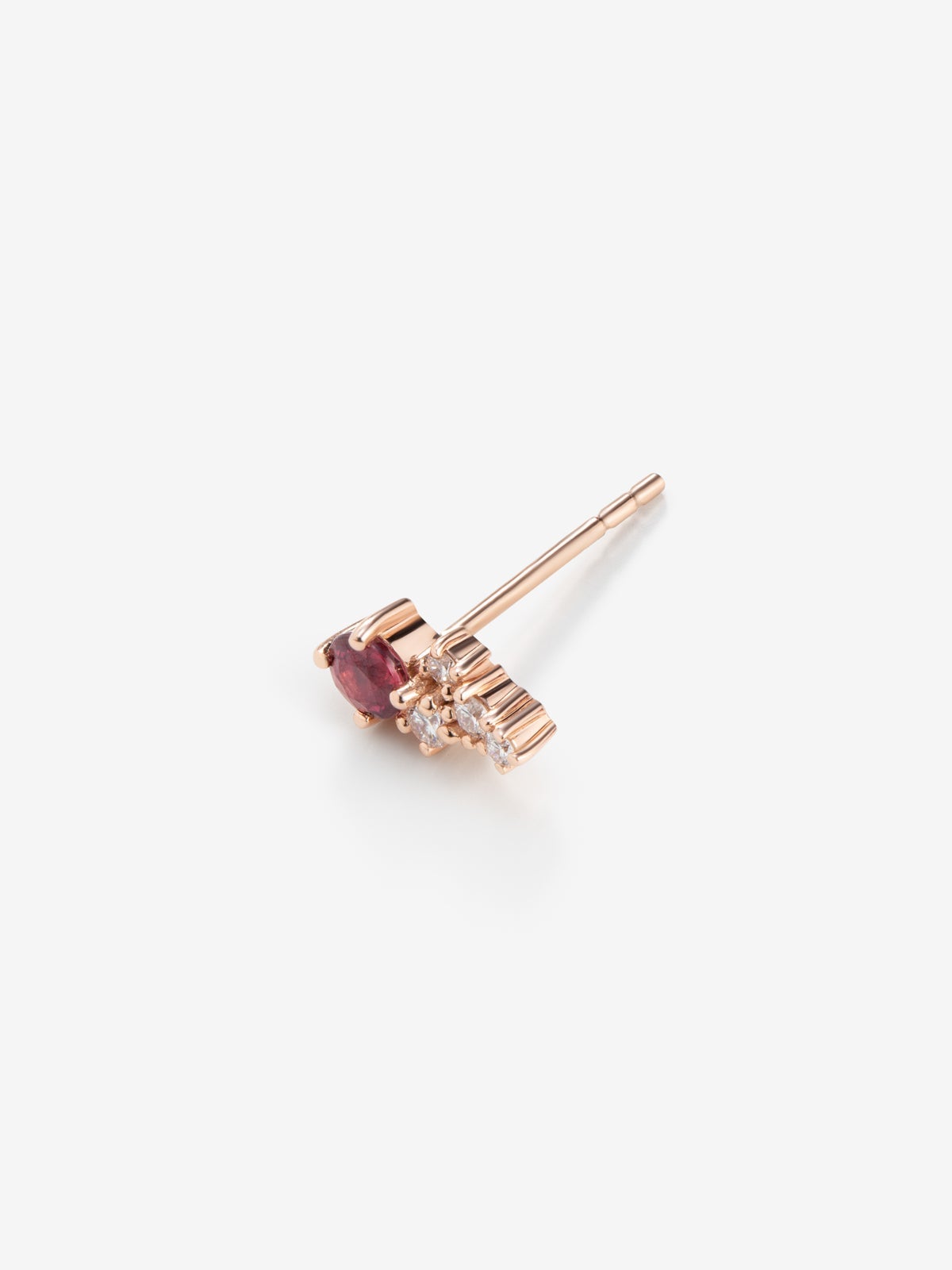 Pendiente individual derecho de oro rosa de 18K con rubí y diamantes