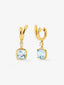 Pendientes de oro amarillo de 18K con topacios azul sky en talla cushion y 2 diamantes en talla brillante con un total de 0,21 cts