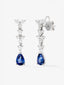 Pendientes de oro blanco de 18K con 2 zafiros azules en talla pera con un total de 1,68 cts y 16 diamantes en talla brillante con un total de 0,76 cts