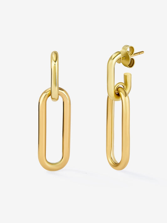 Pendientes medianos de eslabones forza de oro amarillo de 18K