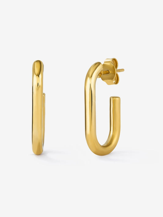Pendientes cortos de eslabones forza de oro amarillo de 18K