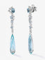 Pendientes de oro blanco de 18K con aguamarinas azules en talla oval y pera de 13,08 y diamantes blancos en talla brillante de 2,22 cts