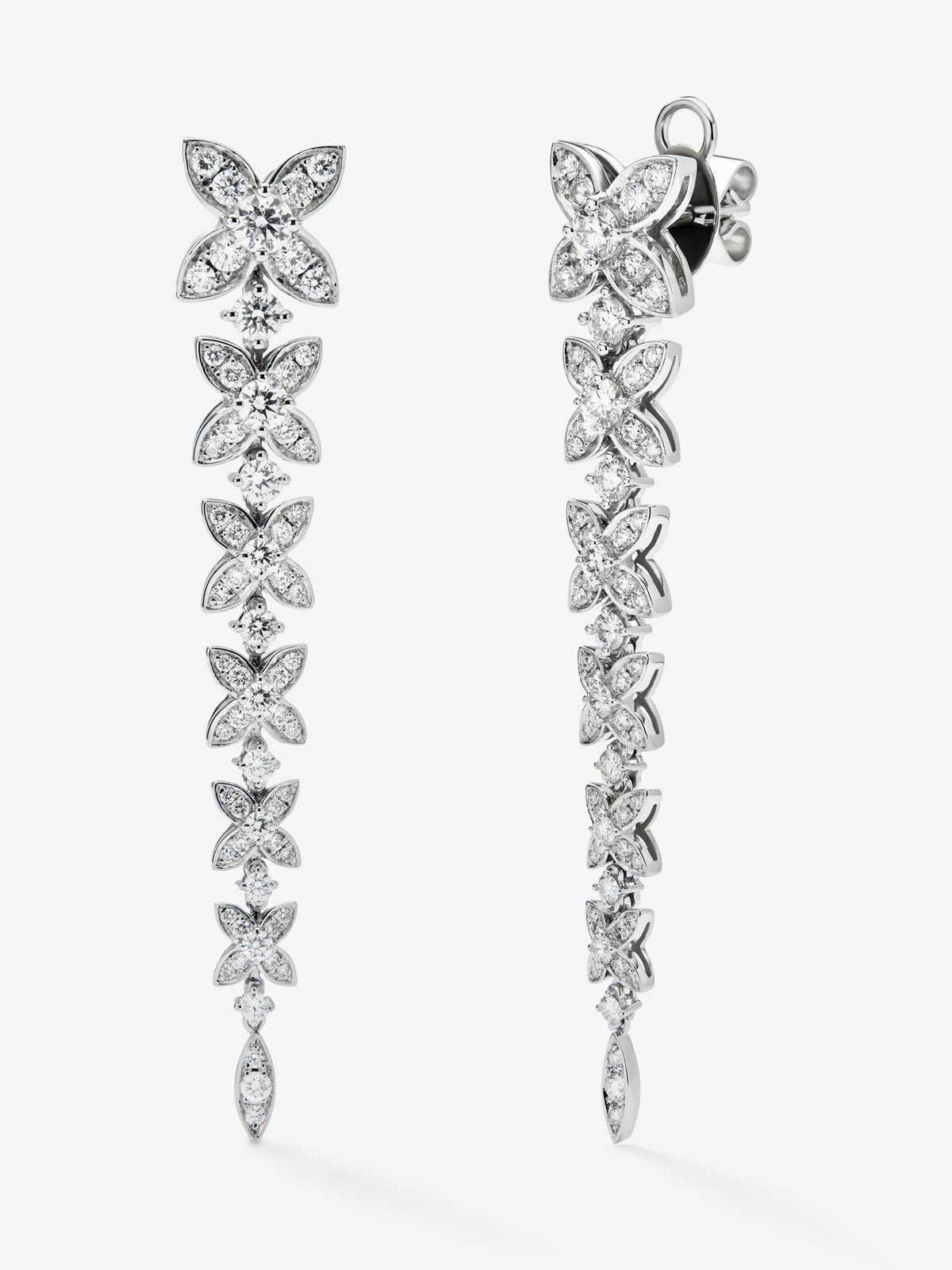 18K white gold earrings with white diamonds in 2.48 cts