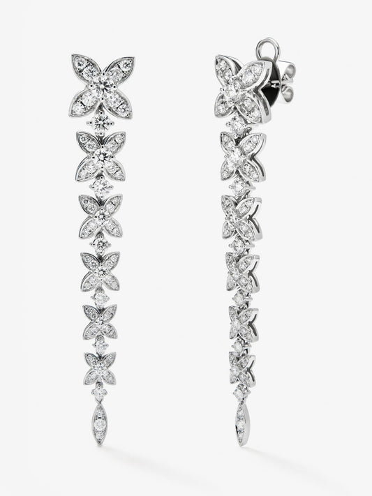 Pendientes de oro blanco de 18K con diamantes blancos en talla brillante de 2,48 cts