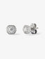Pendientes de oro blanco de 18K con 2 diamantes centrales en talla brillante con un total de 0,2 cts y orla de 24 diamantes en talla brillante con un total de 0,1 cts