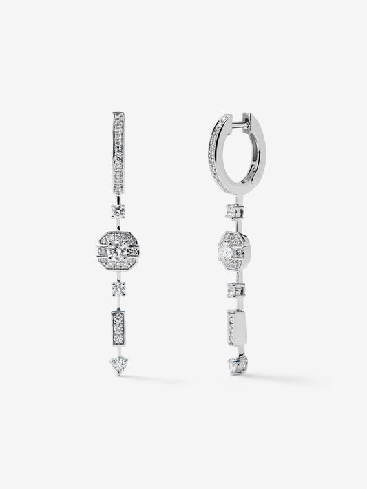 Pendientes de oro blanco de 18K con diamantes en talla brillante con un total de 0,648 cts
