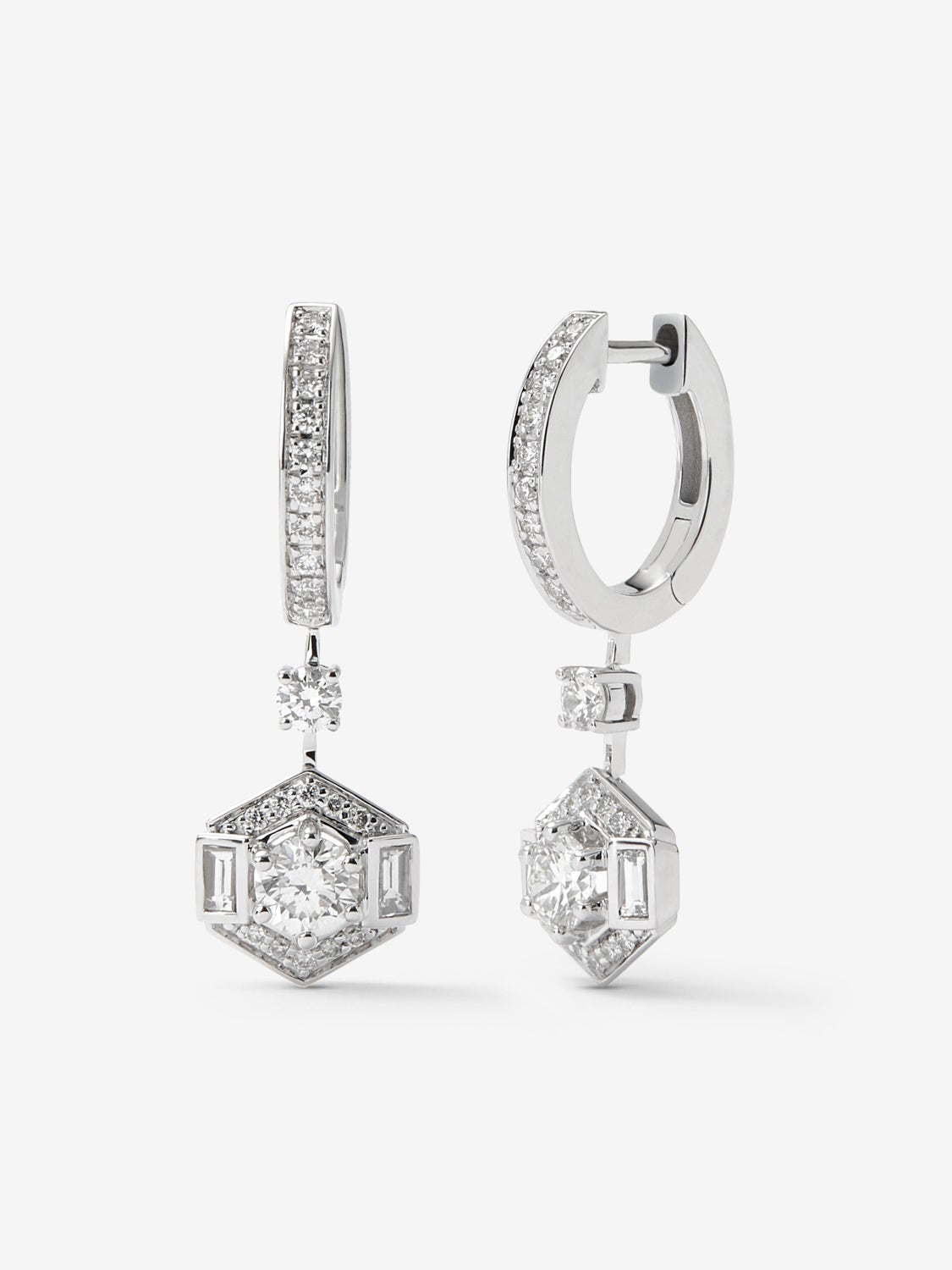 Pendientes compromiso deco de oro blanco de 18K con diamantes