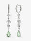 Pendientes de oro blanco de 18K con 64 diamantes en talla brillante con un total de 0,64 cts y 2 amatistas verdes en talla pera