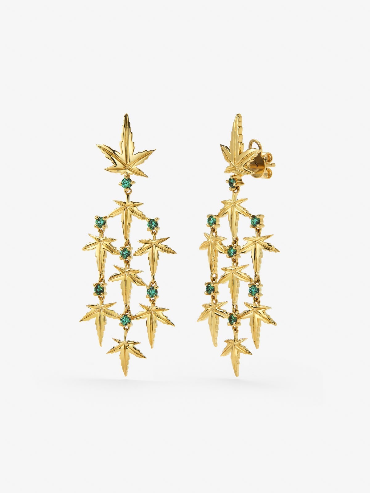 Pendientes de oro amarillo con esmeralda