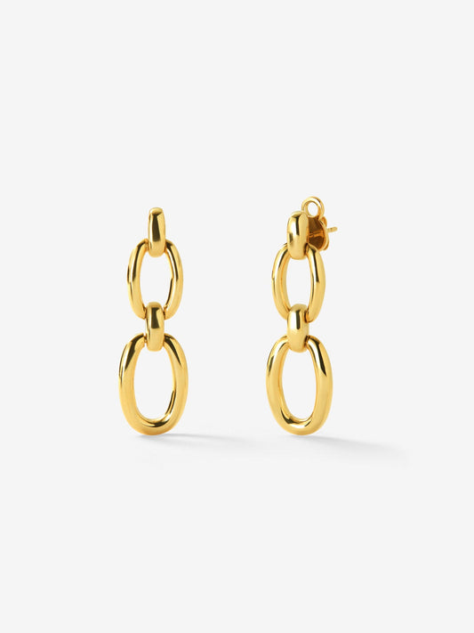 Pendientes cortos de eslabones de oro amarillo de 18K