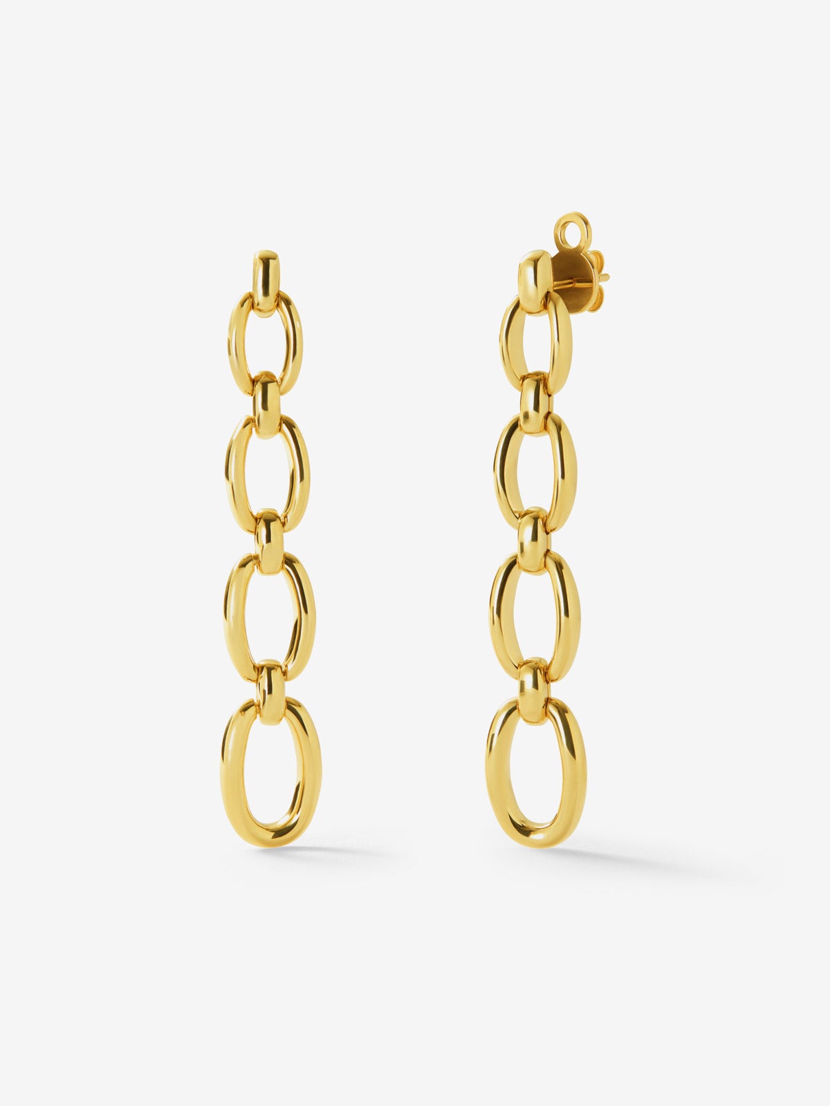 Pendientes largos de eslabones de oro amarillo de 18K
