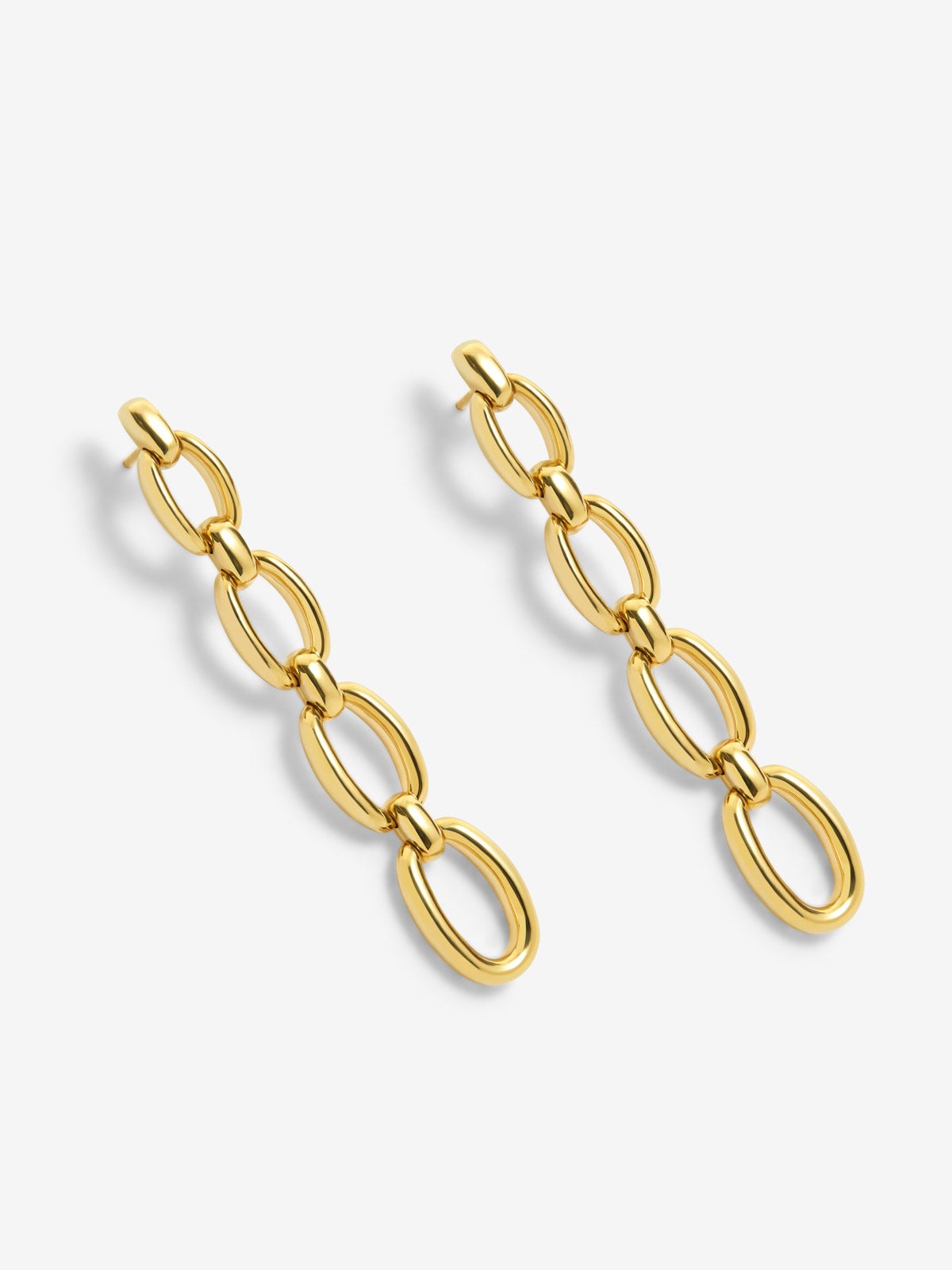 Pendientes largos de eslabones de oro amarillo de 18K