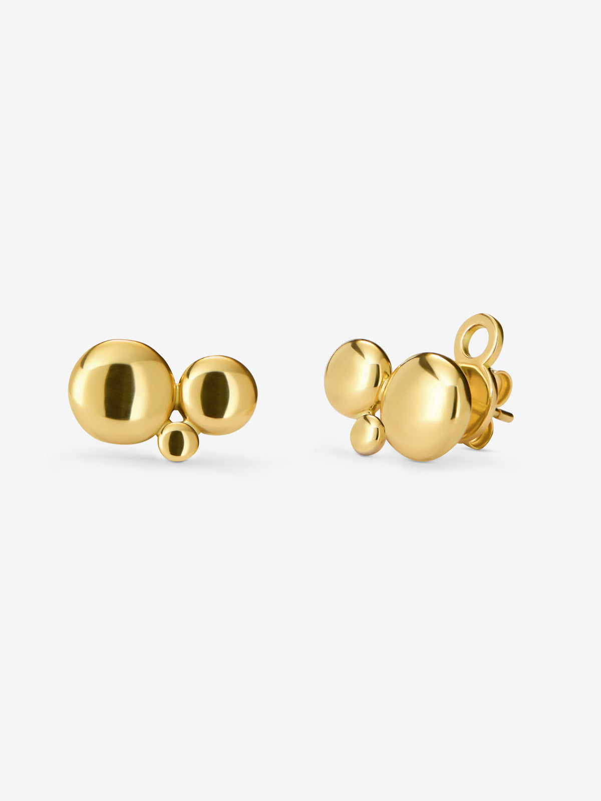 Pendientes de oro amarillo de 18K con 2 diamantes en talla brillante de 0,04 cts y motivos de esfera