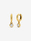 Pendientes de aro en oro amarillo de 18K con 2 diamantes en talla brillante con un total de 0,8 cts