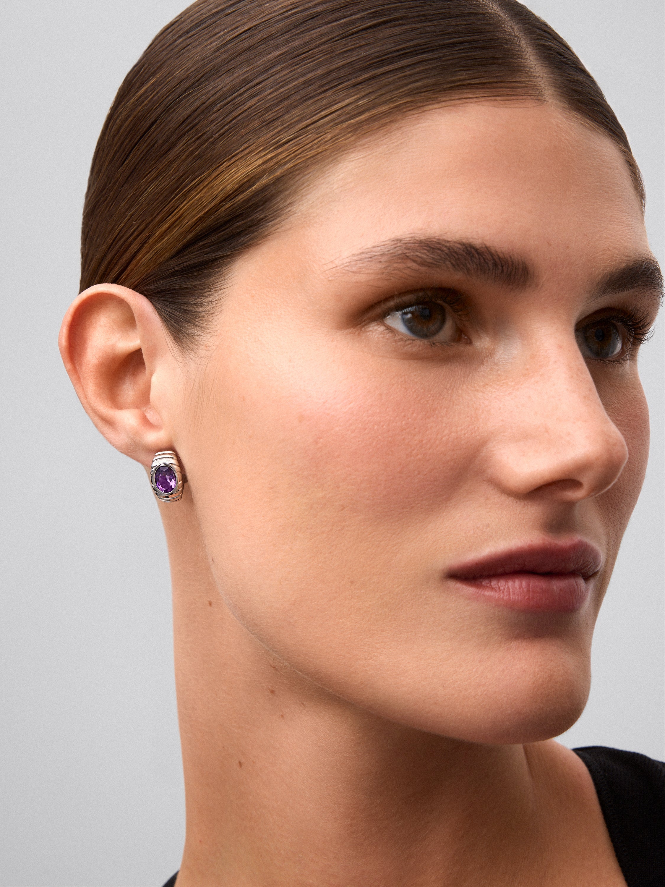 Pendientes de plata 925 con amatistas morada