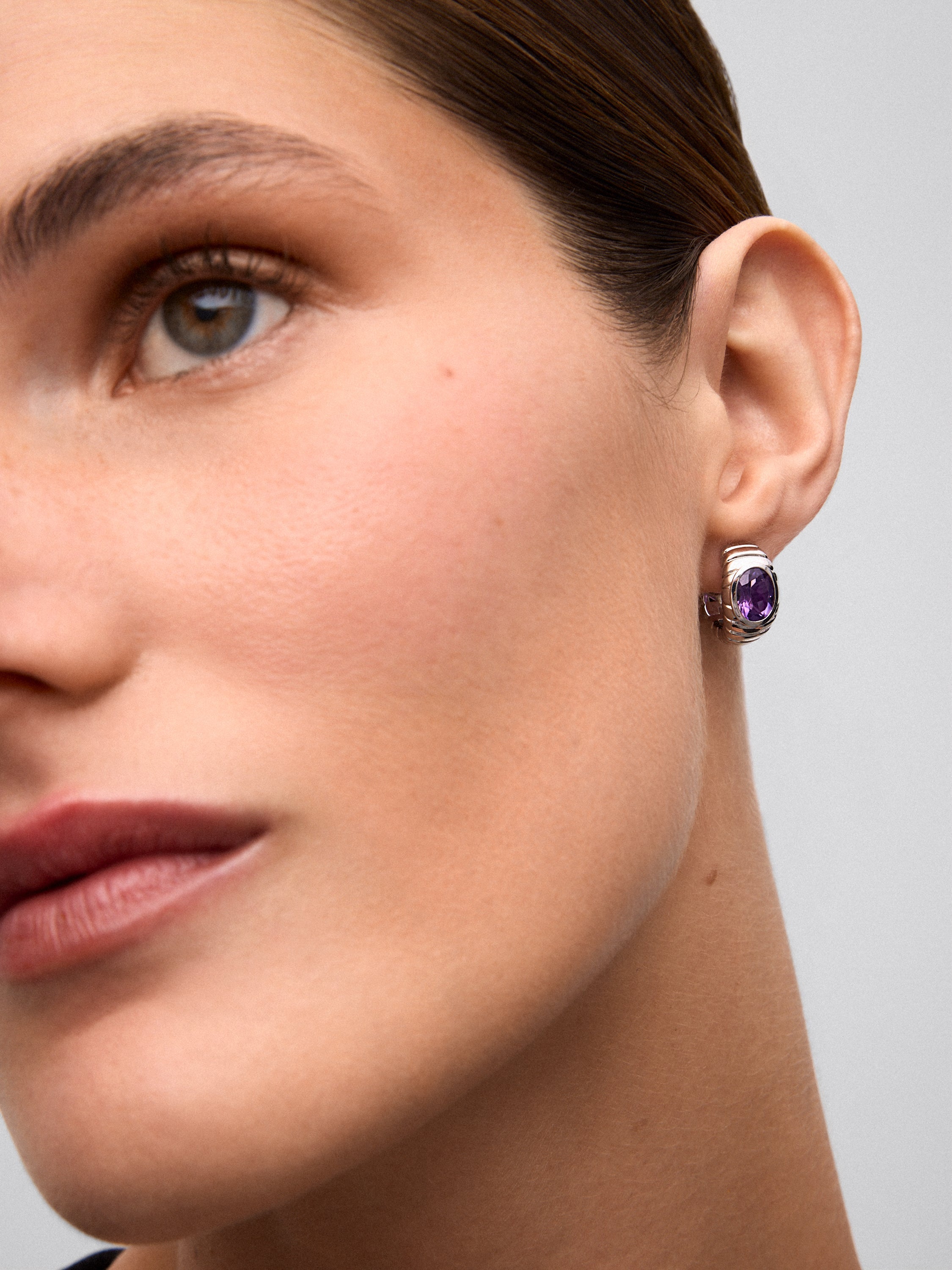 Pendientes de plata 925 con amatistas morada