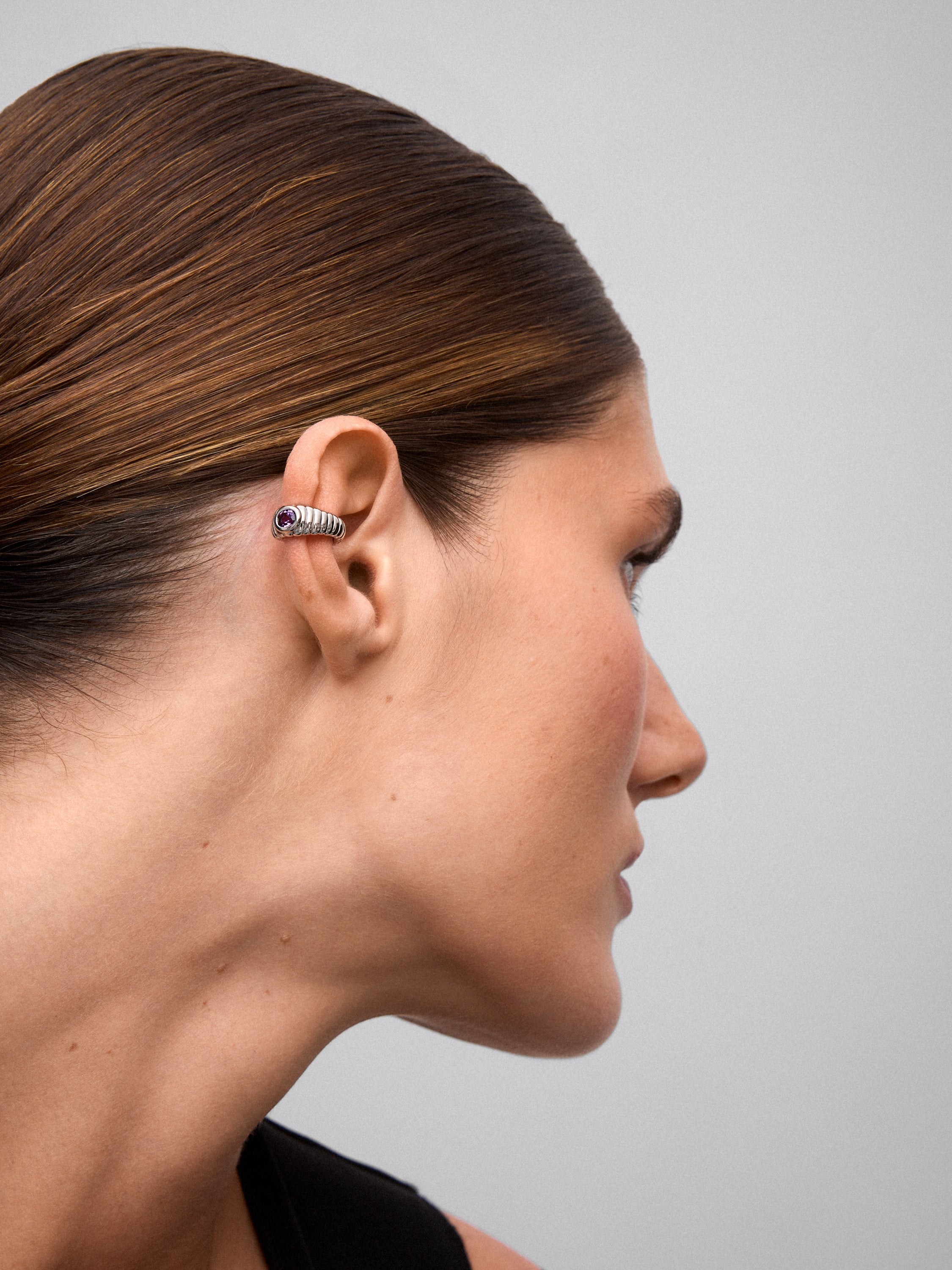 Earcuff de plata 925 con amatista morada