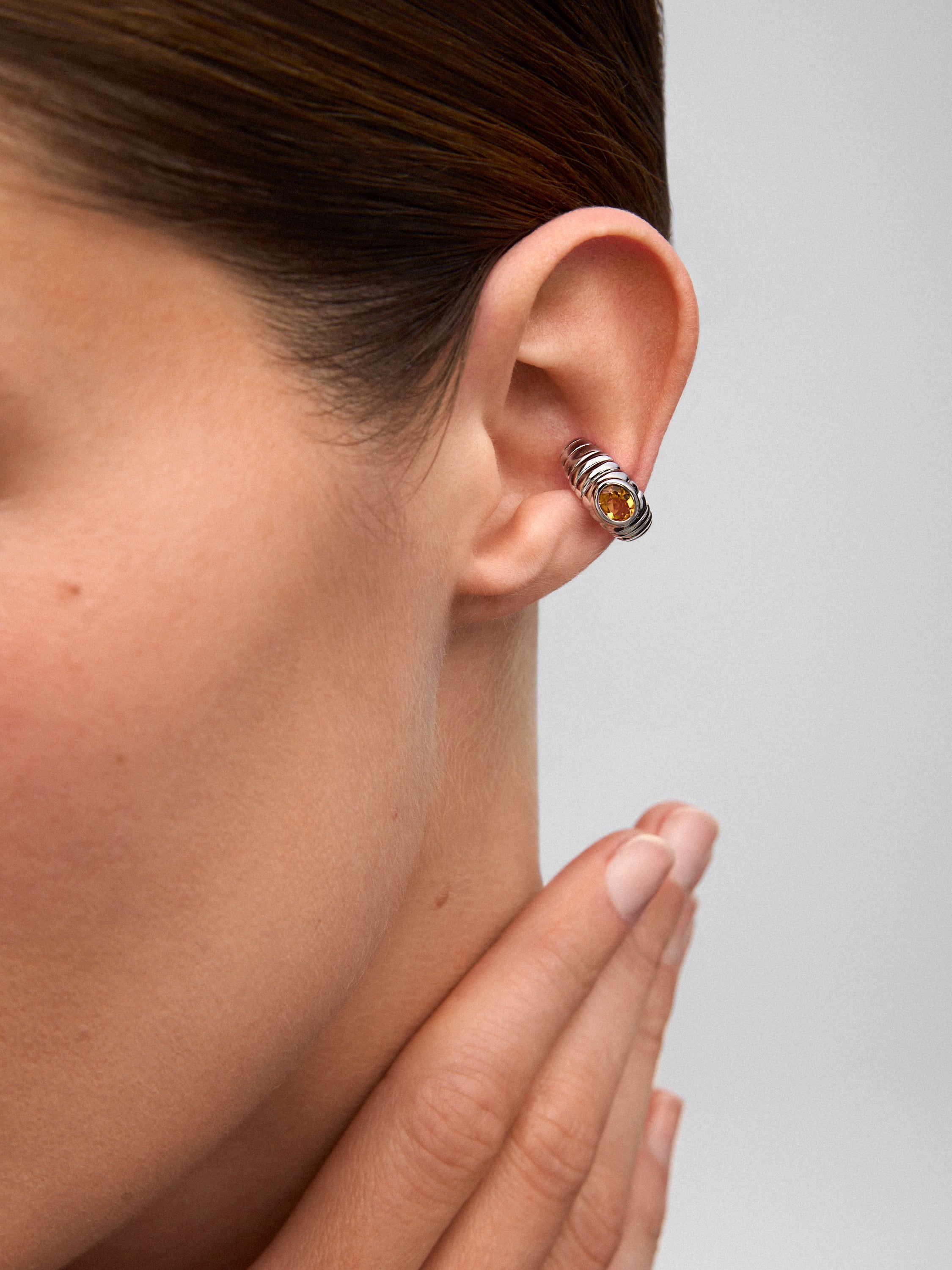 Earcuff de plata 925 con cuarzo citrino