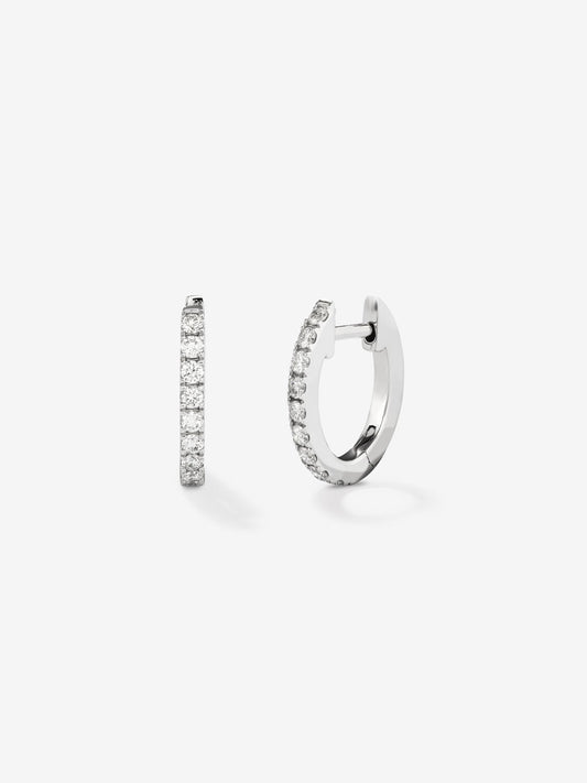 Pendientes aro de oro blanco de 18K con diamantes