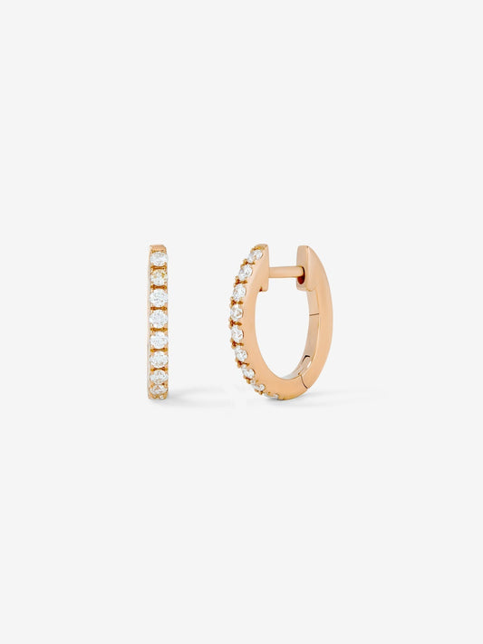 Pendientes de aro de oro rosa de 18K con 18 diamantes en talla brillante con un total de 0,26 cts