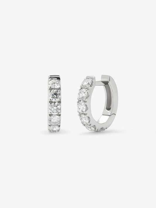 Pendientes aro de oro blanco de 18K con diamantes