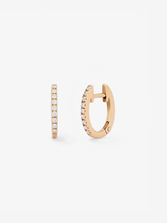 Pendientes aro de oro rosa de 18K con diamantes
