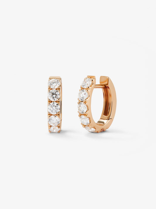 Pendientes de aro de oro rosa de 18K con diamantes en talla brillante de 0,39 cts
