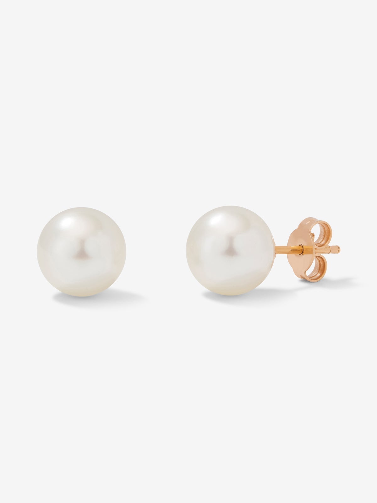 Pendiente de botón de oro rosa de 18k con perla australiana de 10 mm
