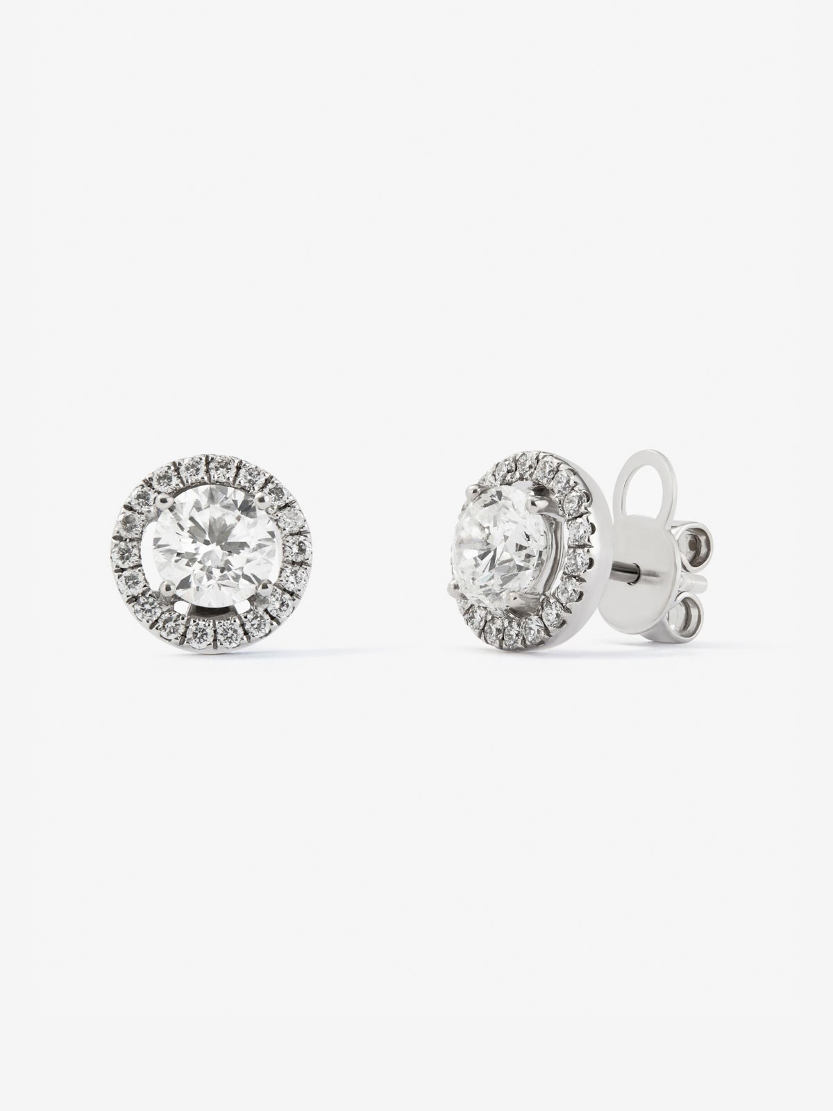 Pendientes de oro blanco de 18K con diamantes en talla brillante de 1,4 cts