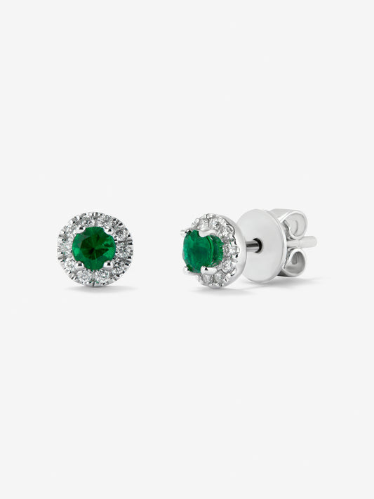 Pendientes de oro blanco de 18K con esmeraldas