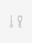 Pendientes aro colgante solitario con orla de oro blanco de 18K con diamantes