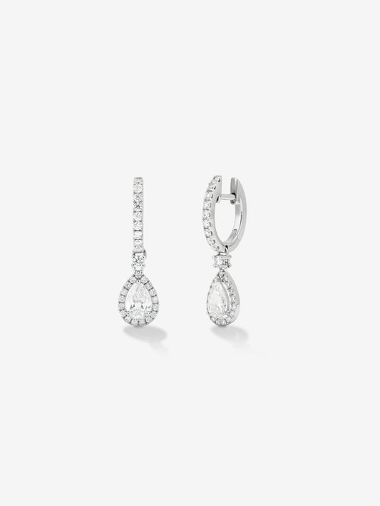 Pendientes de oro blanco con diamantes en talla brillante