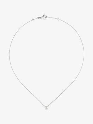 Colgante solitario de oro blanco de 18K con diamante en talla brillante de 0,1 cts