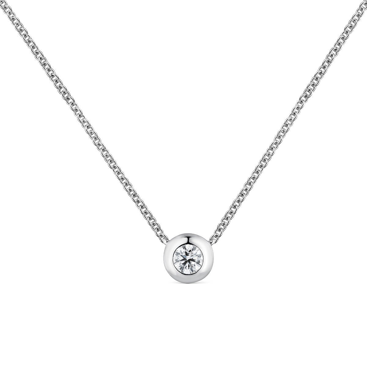 Colgante solitario de oro blanco de 18K con diamante