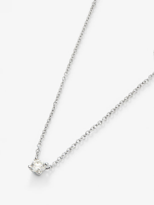 Colgante cadena de oro blanco de 18K con diamante solitario