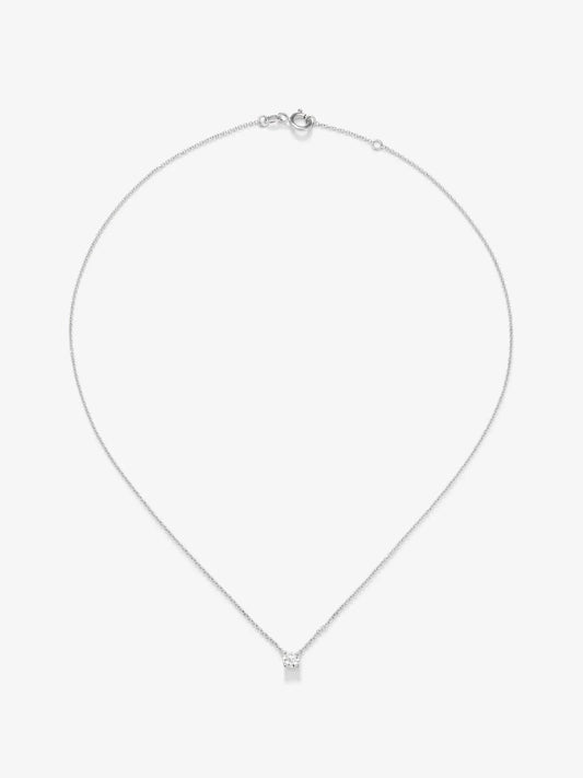 Colgante cadena de oro blanco de 18K con diamante solitario