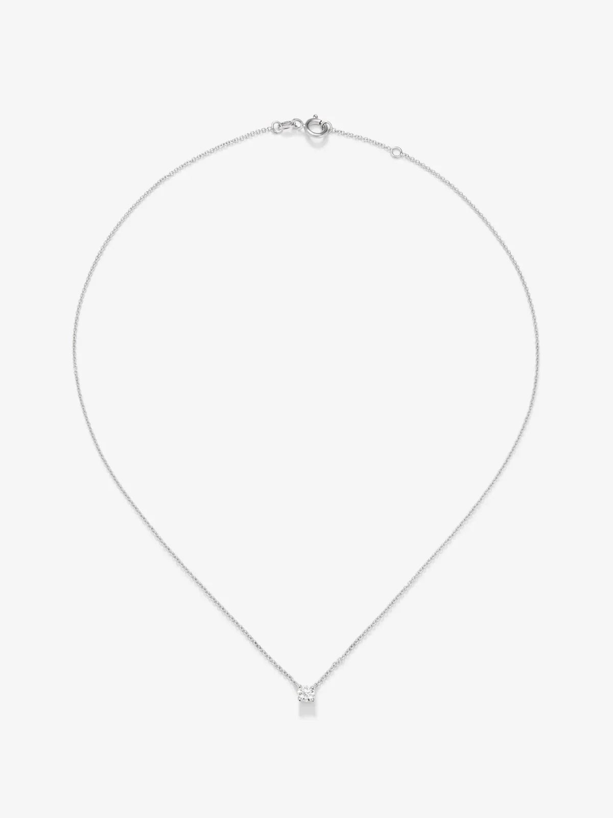 Colgante cadena de oro blanco de 18K con diamante solitario