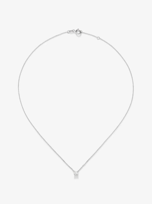 Colgante cadena de oro blanco de 18K con diamante solitario
