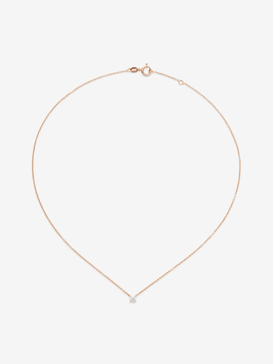 Colgante de oro rosa de 18K con diamante en talla brillante de 0,2 cts
