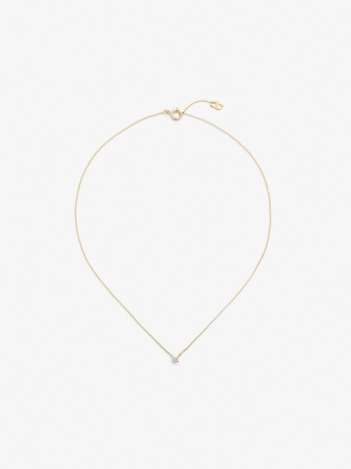 Colgante solitario de oro amarillo de 18K con diamante blanco en talla brillante de 0,1 cts
